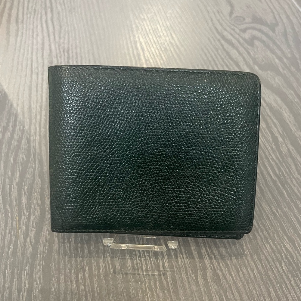 Bally green leather bifold wallet